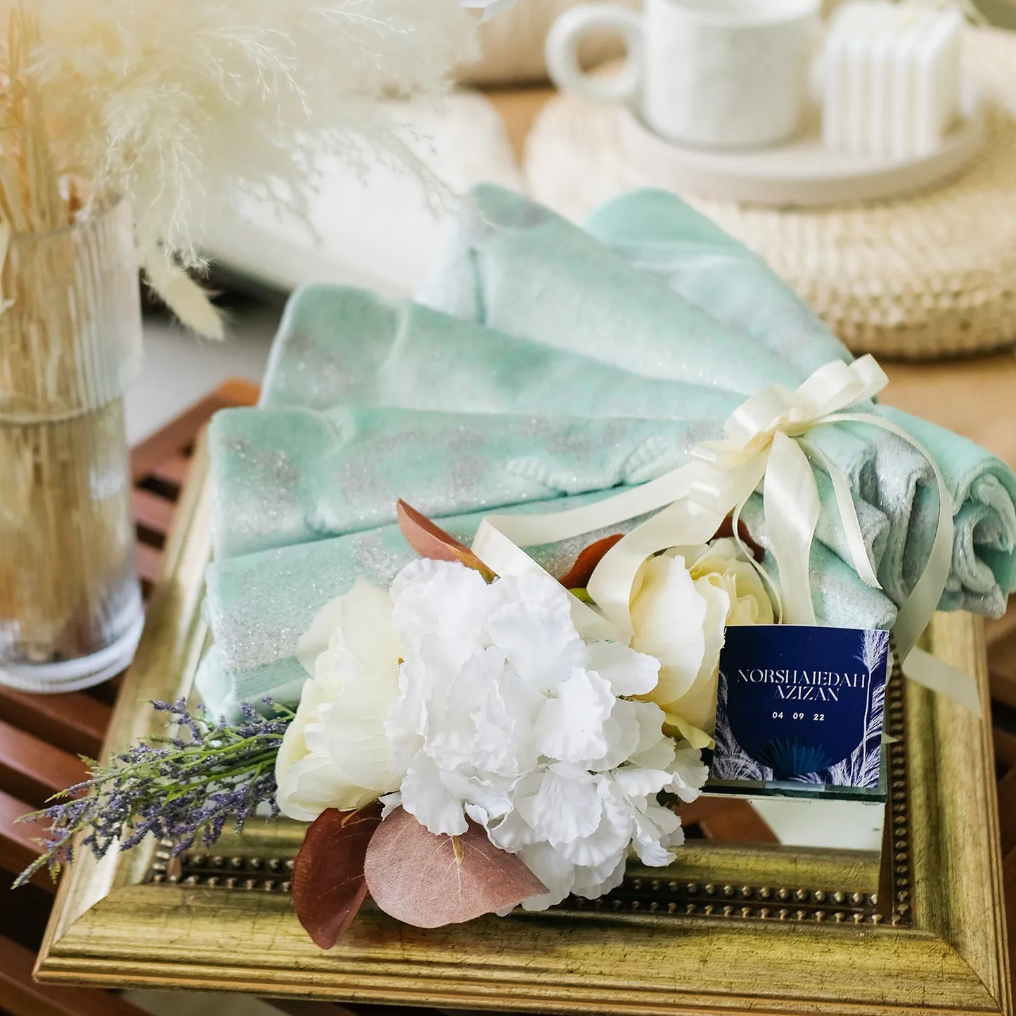 COPPER/ GOLD MIRRORED-BASE WEDDING GIFT TRAY (GUBAHAN)