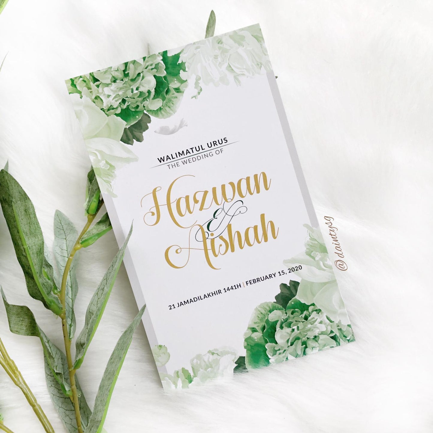 Green Peony Blooms Wedding Invitations | SG Wedding Invitations