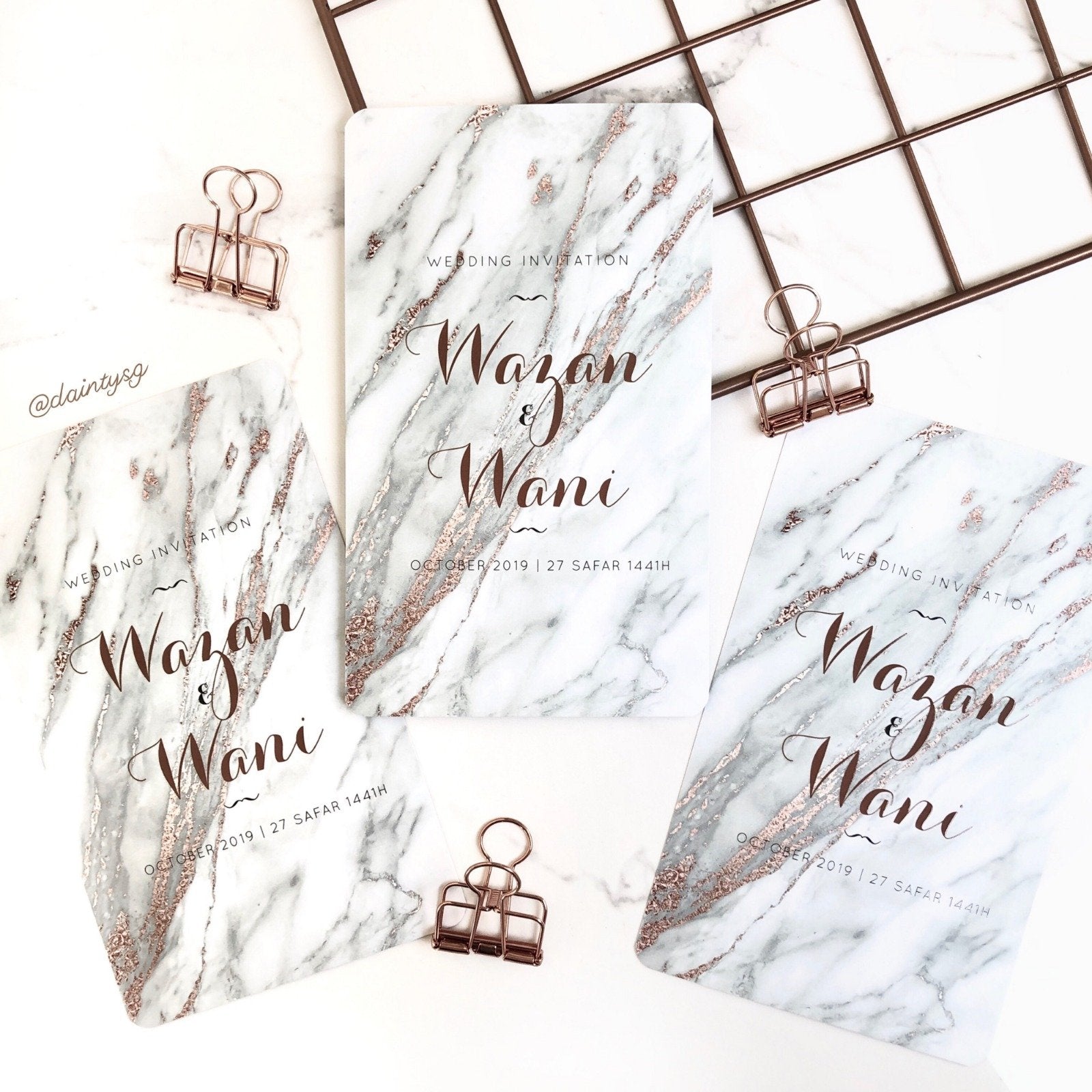 Timeless Classic Marble Wedding Invitations | Kad Kahwin Singapore