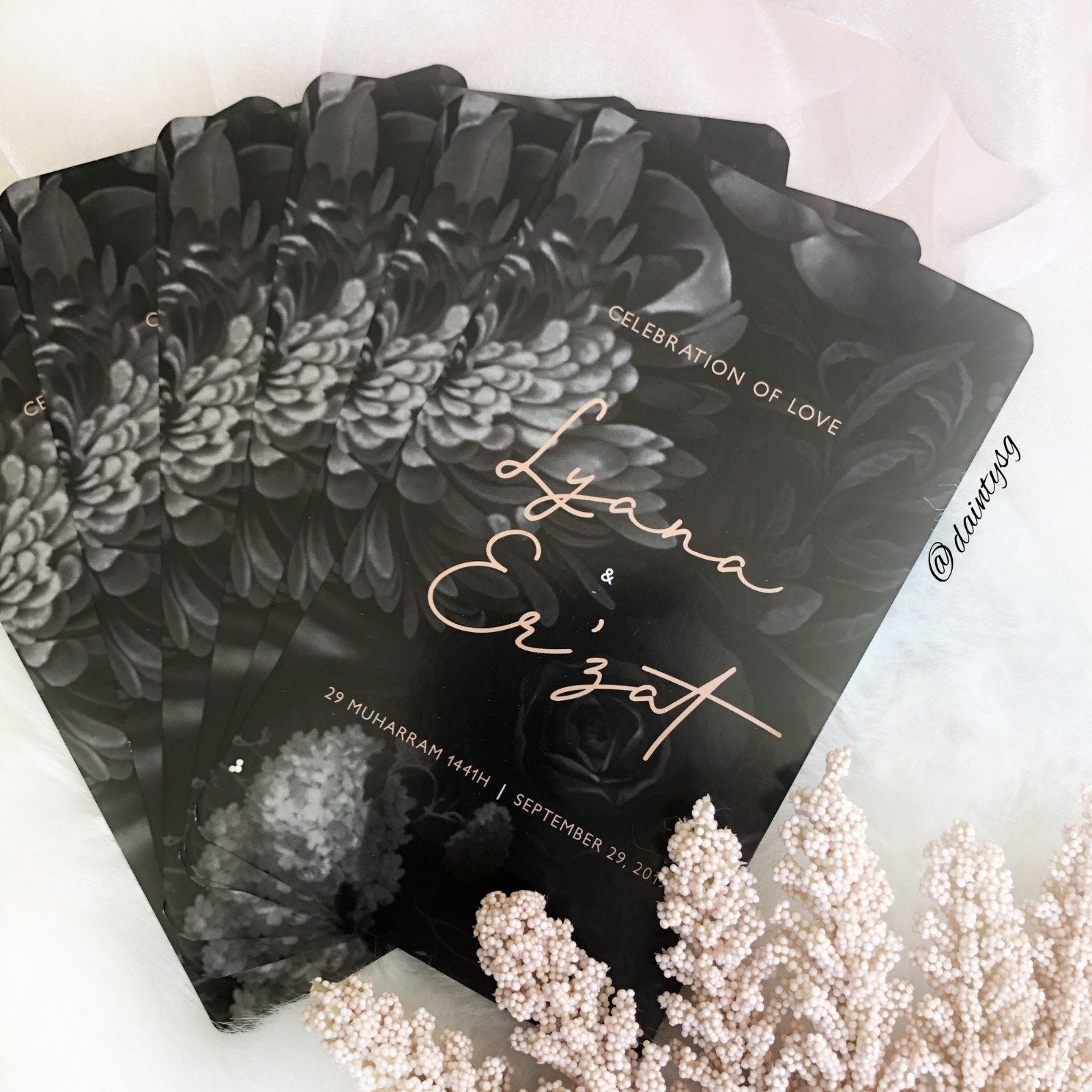 Classic Dark Floral Wedding Invitations | SG Wedding Invitations