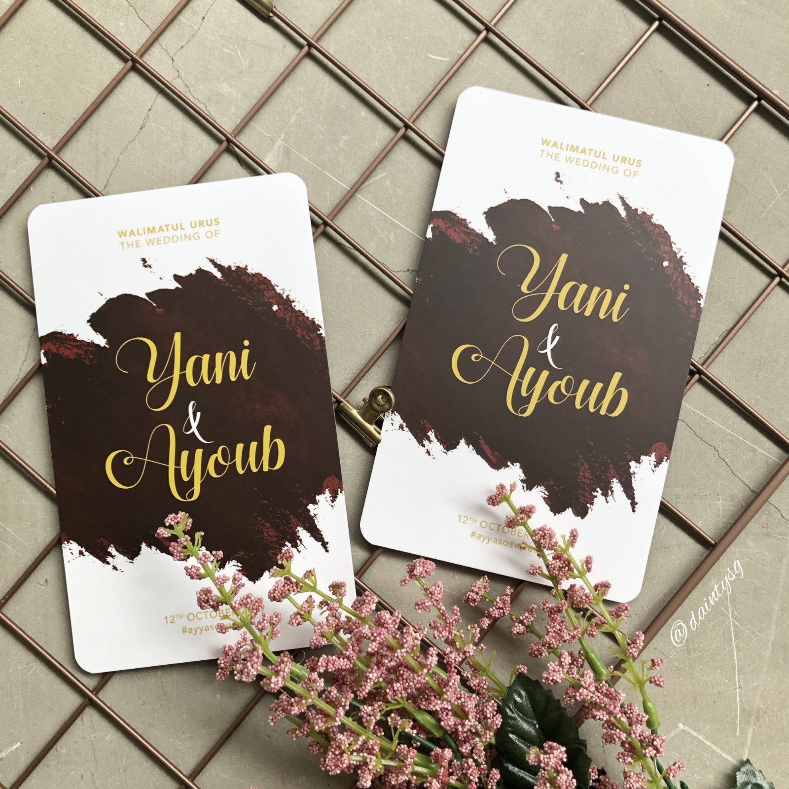 Burgundy And Gold Abstract Wedding Invitations | Kad Kahwin SG