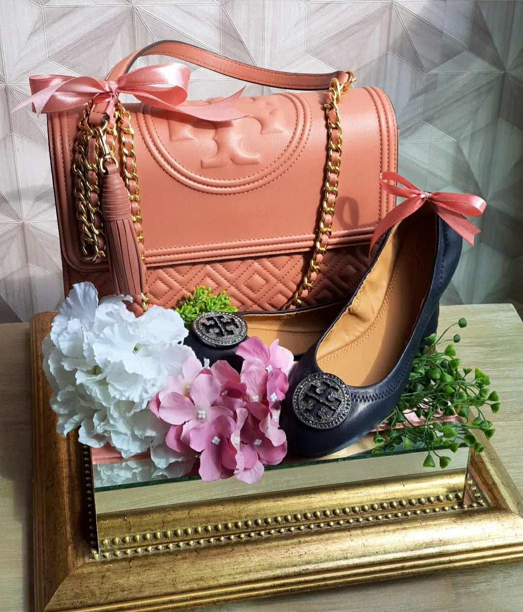 COPPER/ GOLD MIRRORED-BASE WEDDING GIFT TRAY (GUBAHAN)