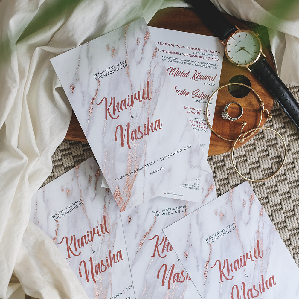 Timeless Classic Marble With Rose Gold Font Wedding Invitations | Wedding Invitations Singapore