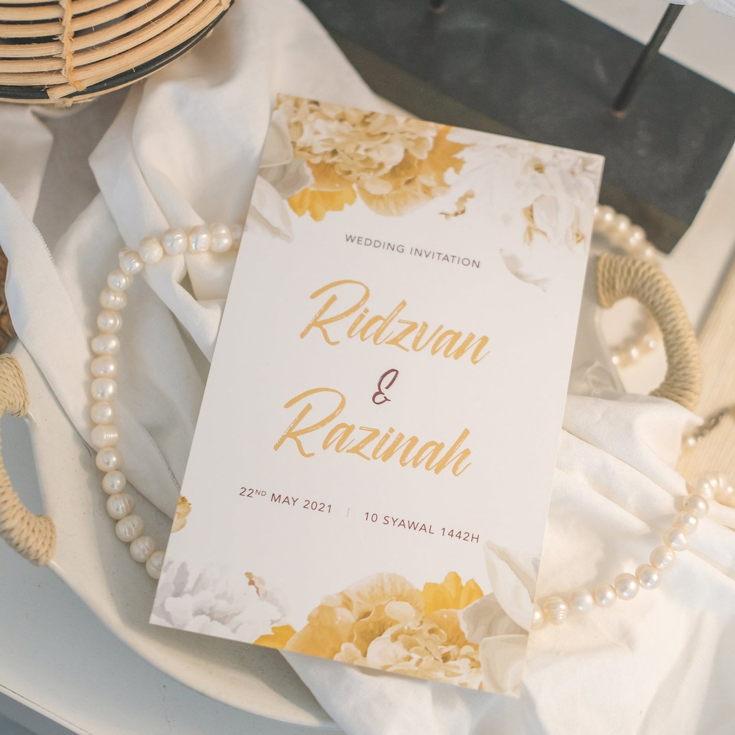 Gold Peony Wedding Invitations | SG Modern Wedding Invitations