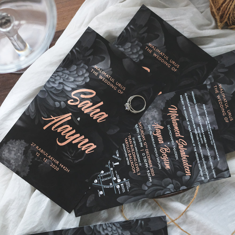 Classic Dark Floral Wedding Invitations | SG Wedding Invitations