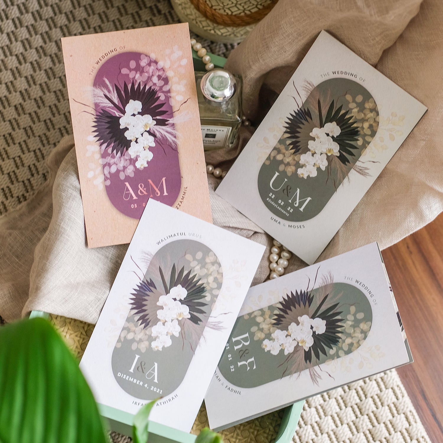 Romantic Pampas In Pale Purple Wedding Invitations | Singapore Wedding Card