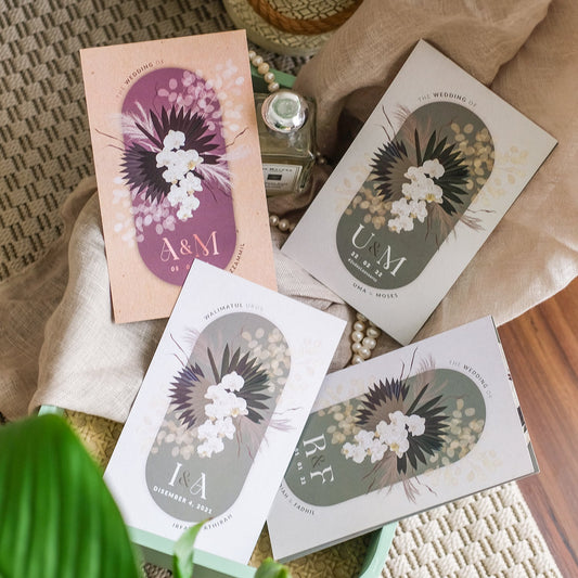 Romantic Pampas In Fawn Cream Wedding Invitations | Singapore Wedding Card