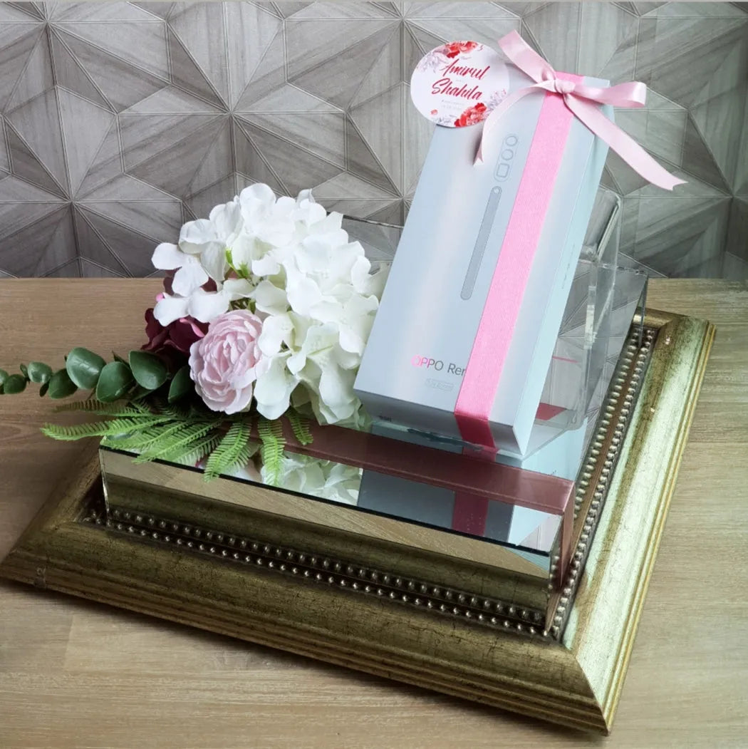 COPPER/ GOLD MIRRORED-BASE WEDDING GIFT TRAY (GUBAHAN)