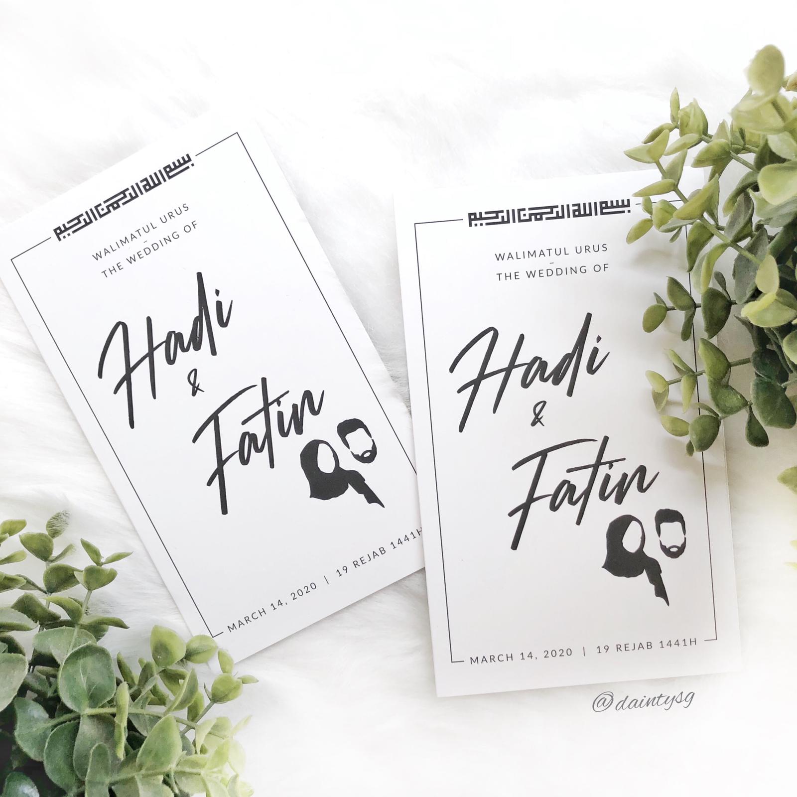 Modern Minimal White And Black Folded Wedding Invitations | Kad Kahwin Singapore