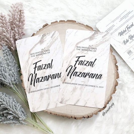 Faint Brown Classic Marble Wedding Invitations | Kad Kahwin SG