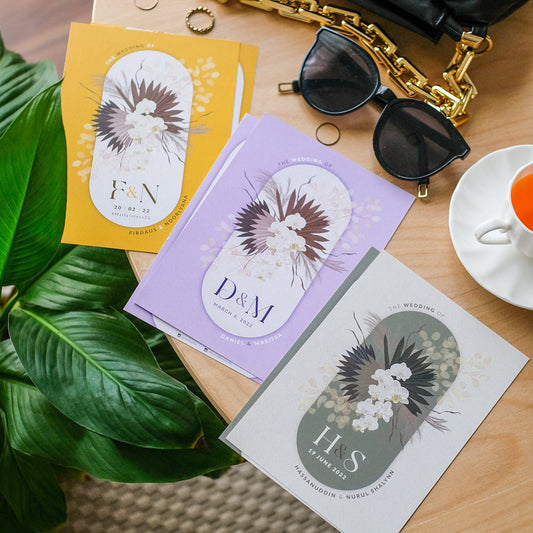 Romantic Pampas In Mustard Wedding Invitations | Singapore Wedding Card