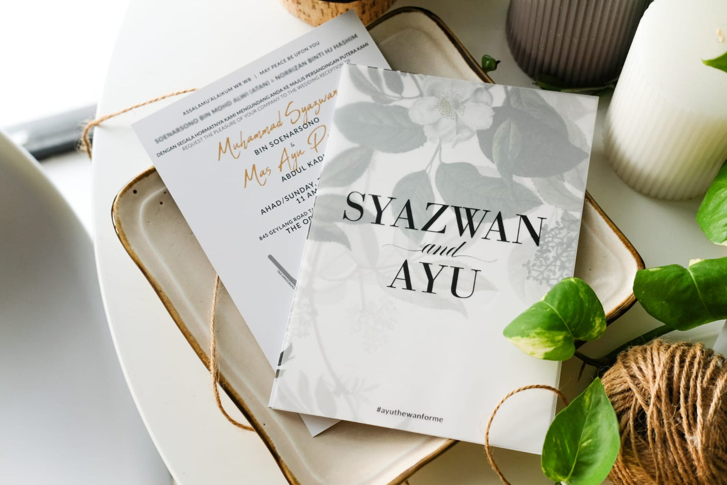 Gorgeous Transparent Eustoma Vellum Wedding Invitation Suite. THEORY OF TWO STUDIO is based and shipped from Singapore.