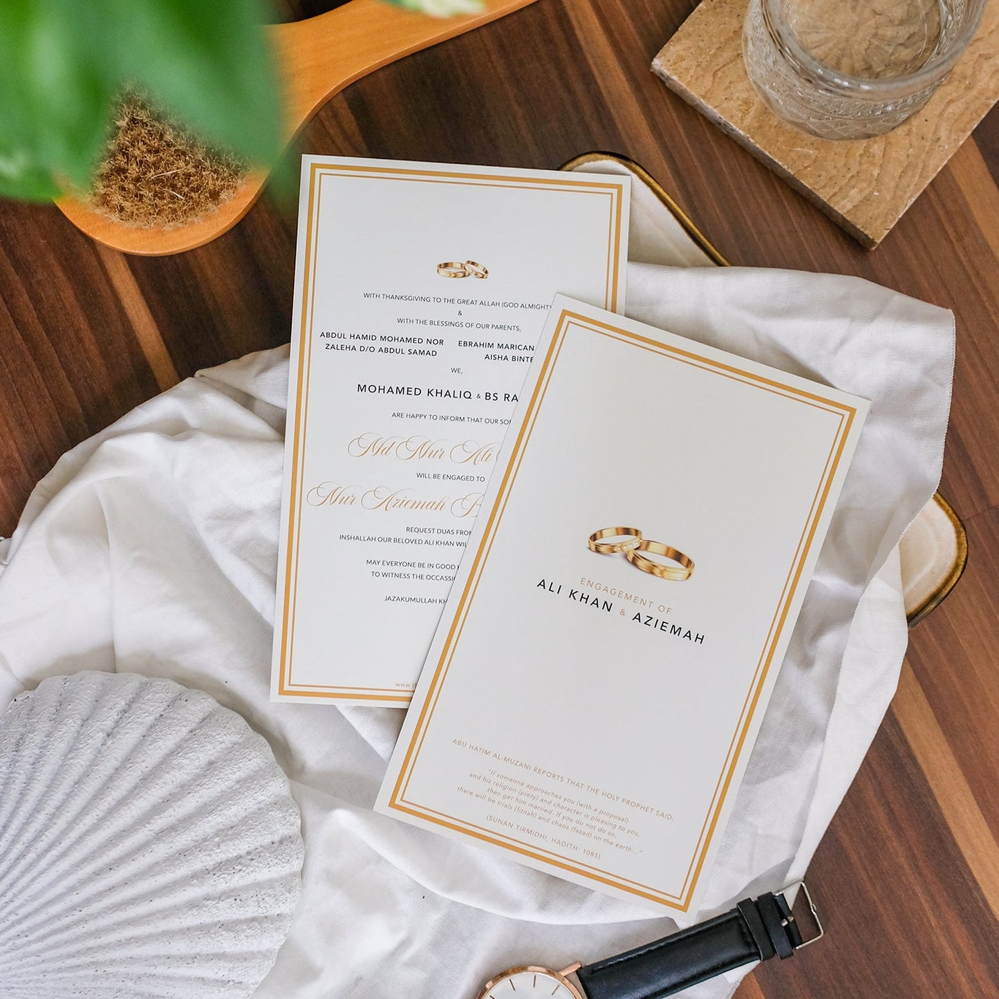 Classic Gold Border Wedding Invitations | Kad Kahwin Singapore