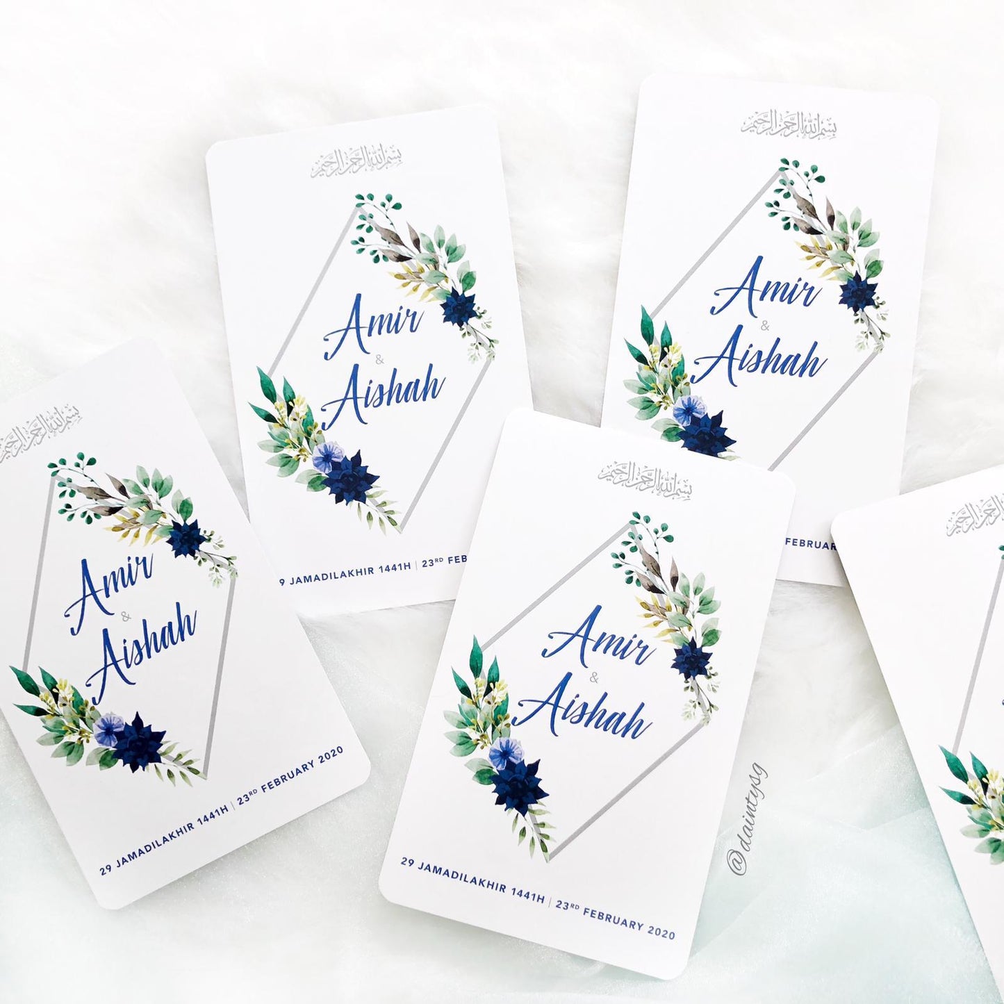 NAVY BLUE EUCALYPTUS GREENERY WEDDING INVITATION