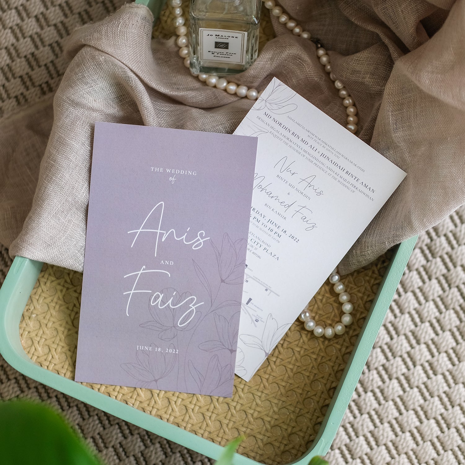 Bloom Series Floral Outline Wedding Invitations Suite | Singapore Wedding Card