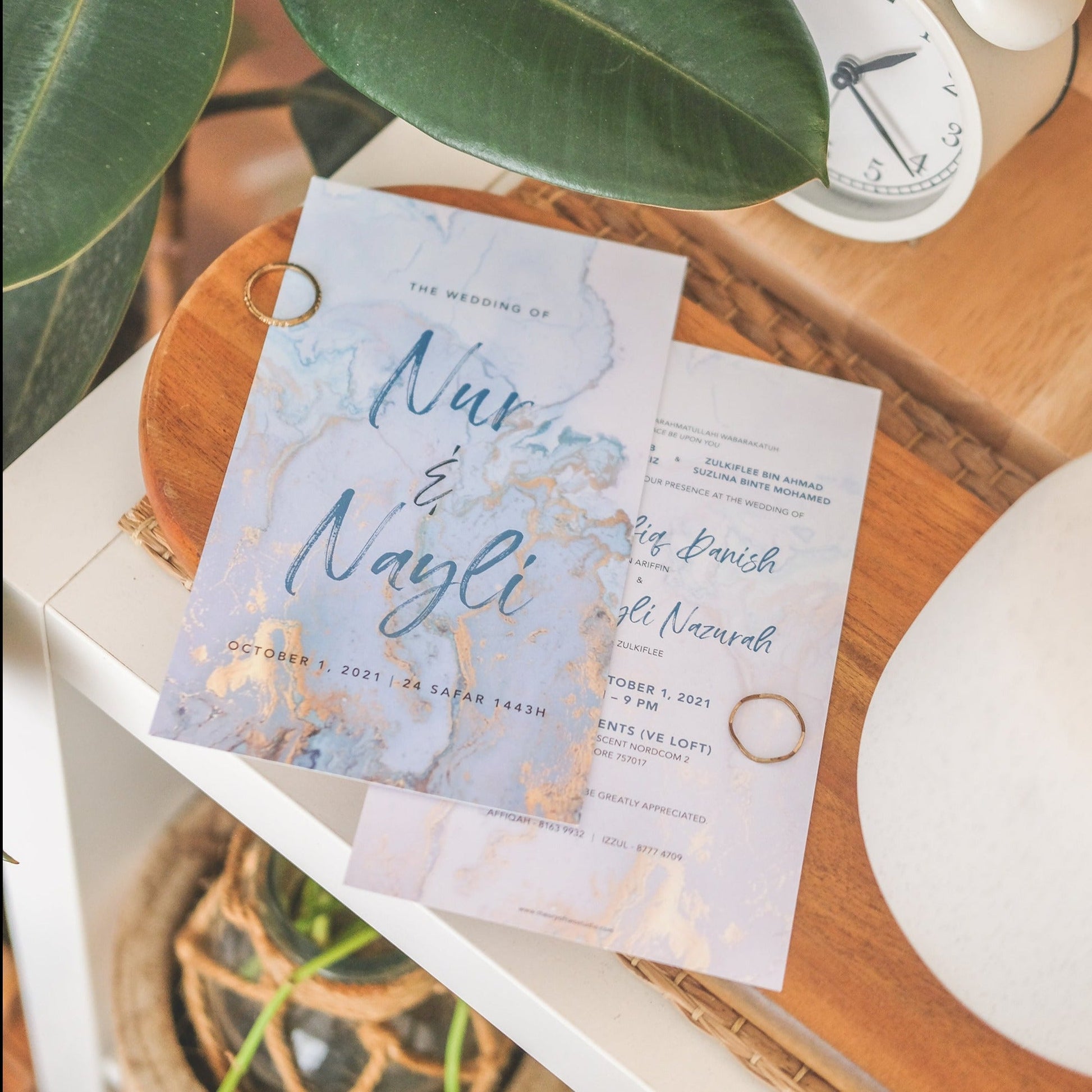 Sleek Turquoise And Gold Wedding Invitations | Wedding Cards SG