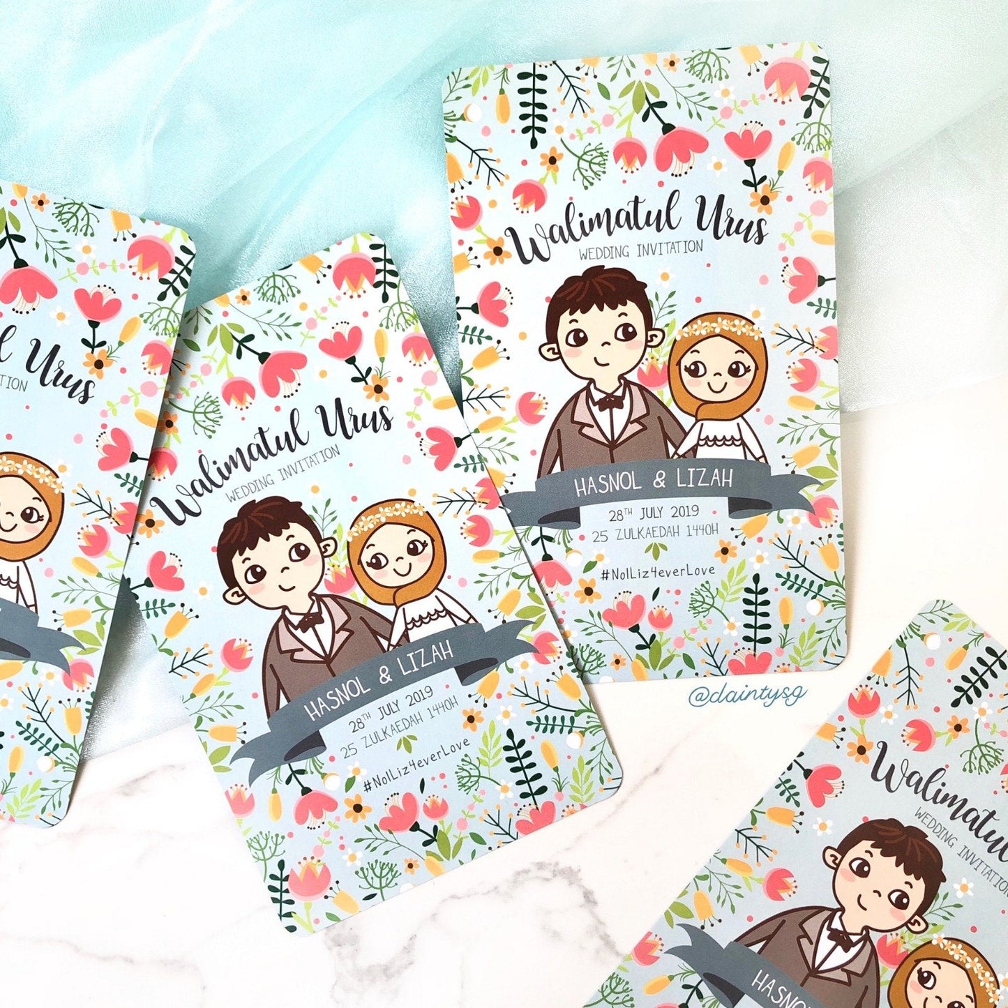 Bride And Groom Illustrated Invitations | SG Wedding Invitations