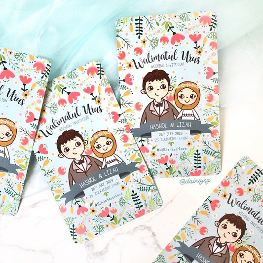 Bride And Groom Illustrated Invitations | SG Wedding Invitations