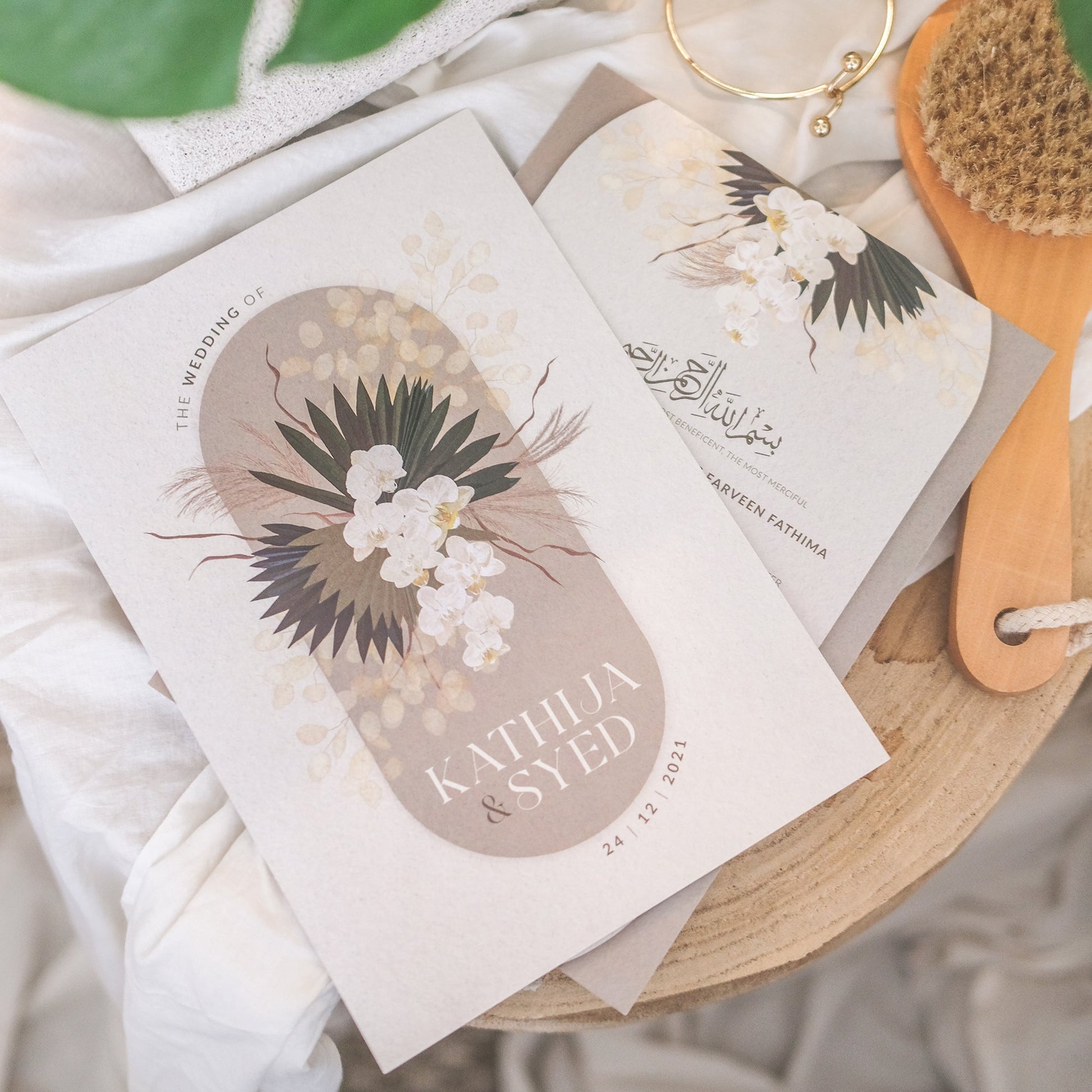 Romantic Pampas In Fawn Cream Wedding Invitations | Singapore Wedding Card