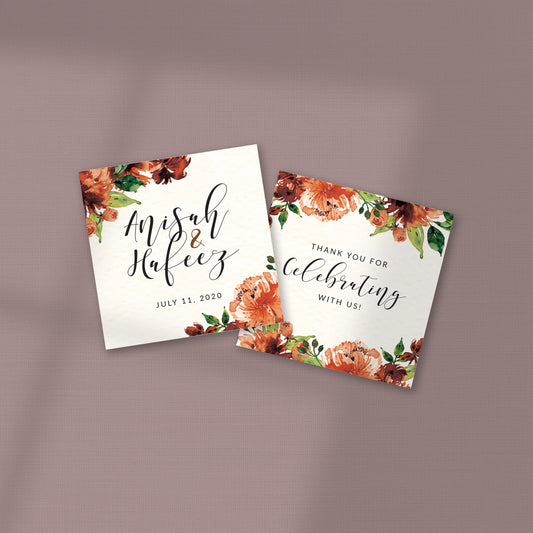 AUTUMN LEAVES WEDDING FAVOR STICKER/ TAG 