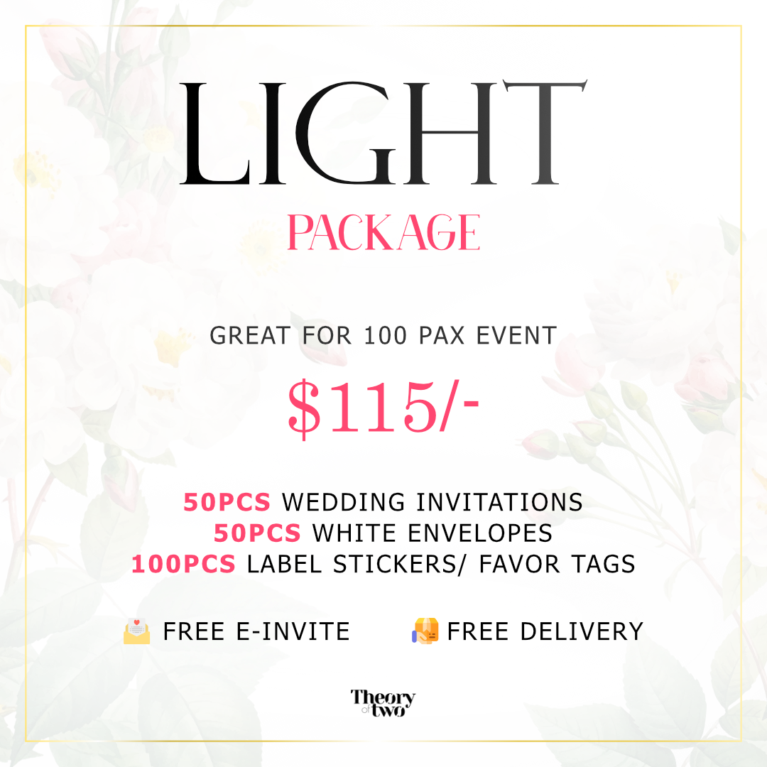 LIGHT WEDDING INVITATION PACKAGE (GREAT FOR 100 PAX EVENT)