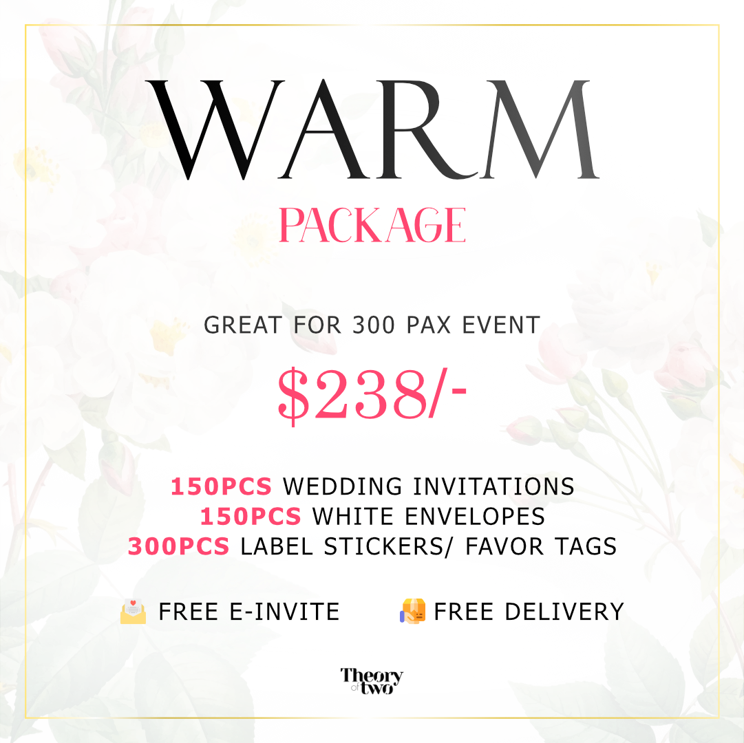 WARM WEDDING INVITATION PACKAGE (GREAT FOR 300 PAX EVENT)