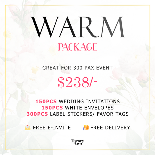 WARM WEDDING INVITATION PACKAGE (GREAT FOR 300 PAX EVENT)