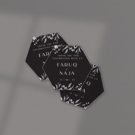 BLACK WILDFLOWERS WEDDING FAVOR STICKER/ TAG 