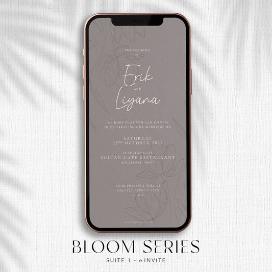 BLOOM SERIES FLORAL OUTLINE WEDDING DIGITAL E-INVITE