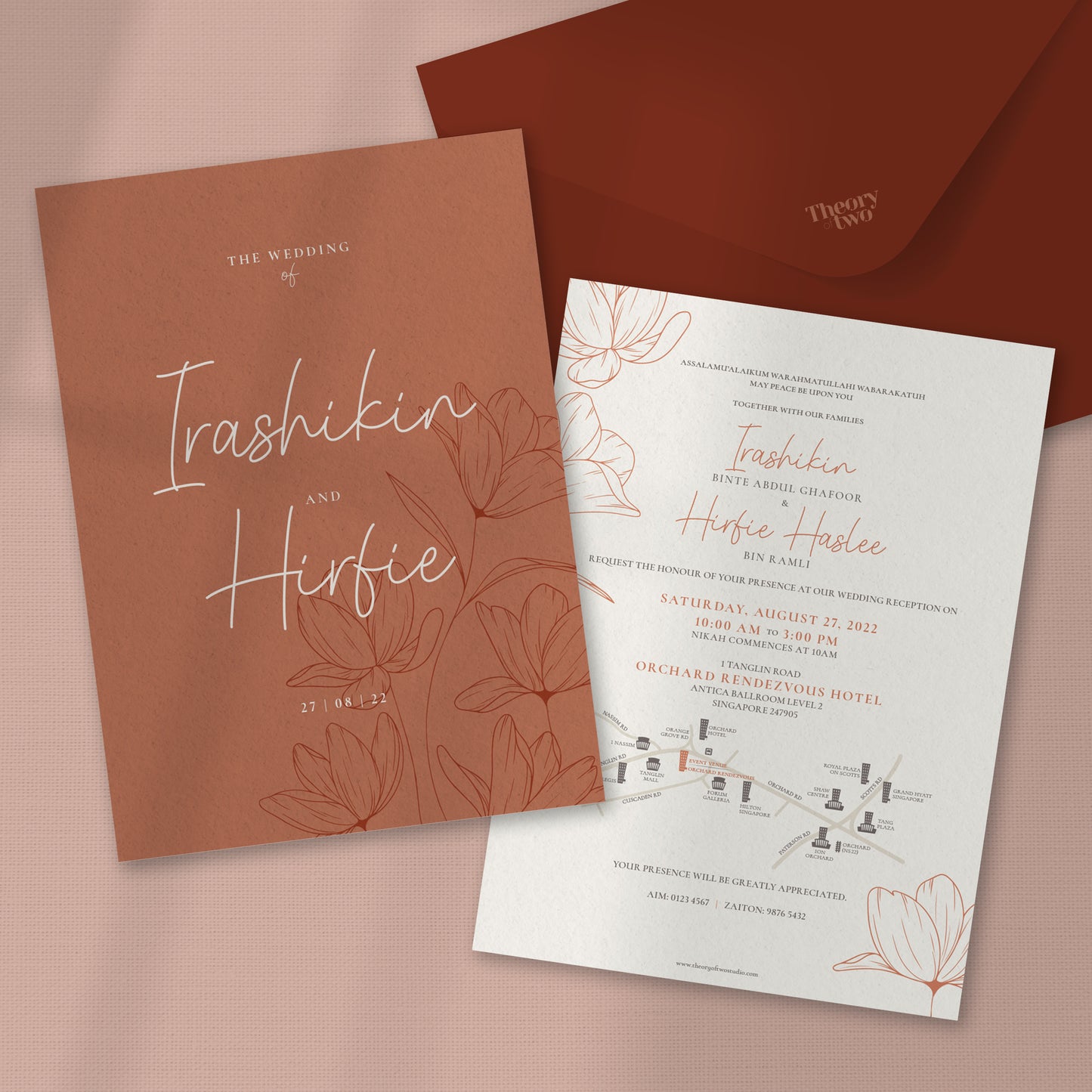 NEW!!! CHIC BURNT ORANGE FLORAL WEDDING INVITATION