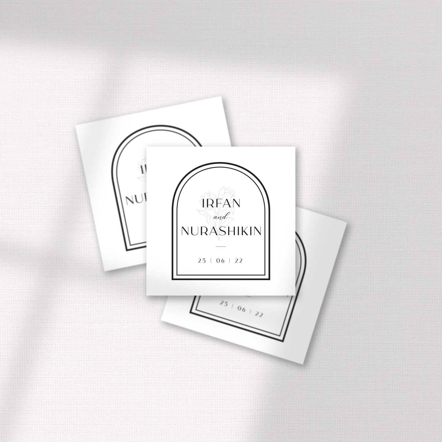 ELEGANT MONOCHROME ARCH WEDDING FAVOR STICKER/ TAG 