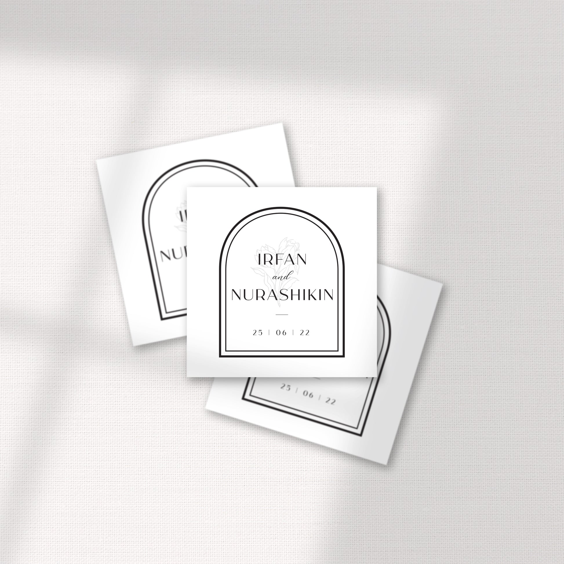ELEGANT MONOCHROME ARCH WEDDING FAVOR STICKER/ TAG 