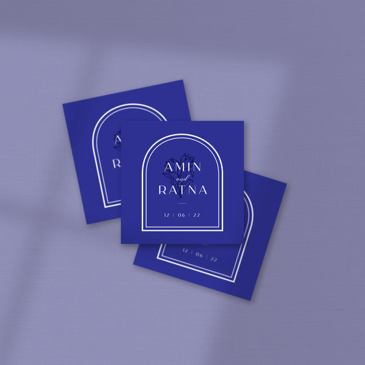 ELEGANT NAVY BLUE ARCH WEDDING FAVOR STICKER/ TAG 