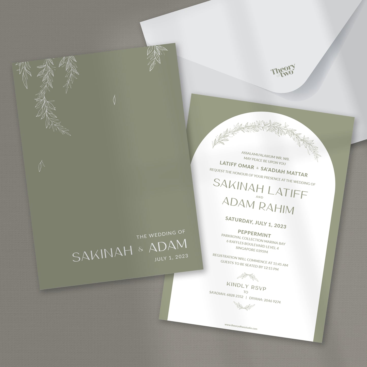 NEW!!! ELEGANT OLIVE LEAF WEDDING INVITATION