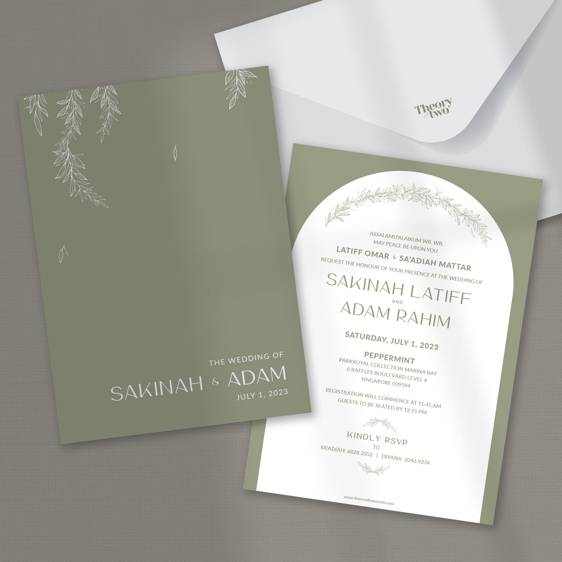 NEW!!! ELEGANT OLIVE LEAF WEDDING INVITATION
