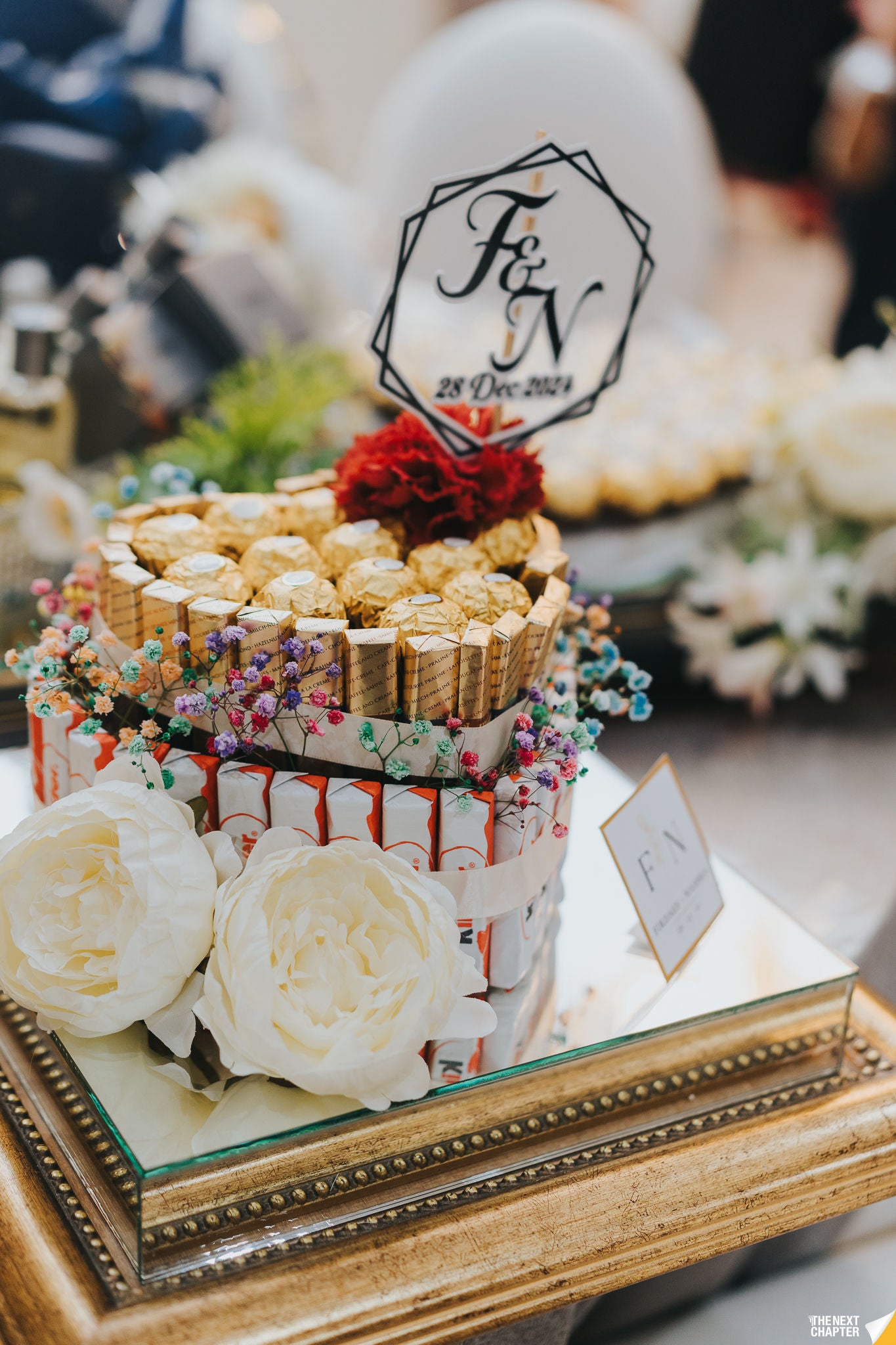 COPPER/ GOLD MIRRORED-BASE WEDDING GIFT TRAY (GUBAHAN)