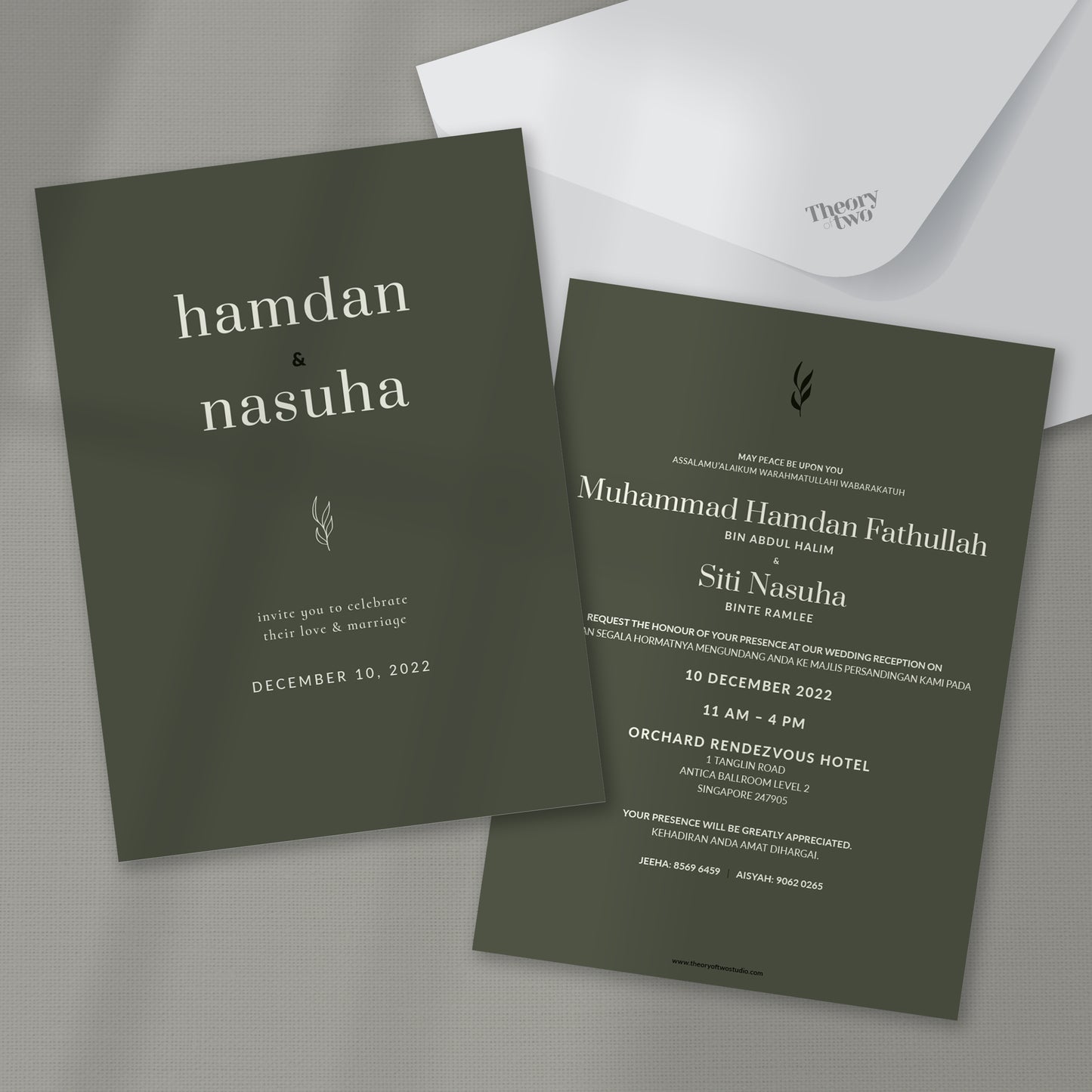 NEW!!! MINIMALIST FOREST GREEN WEDDING INVITATION