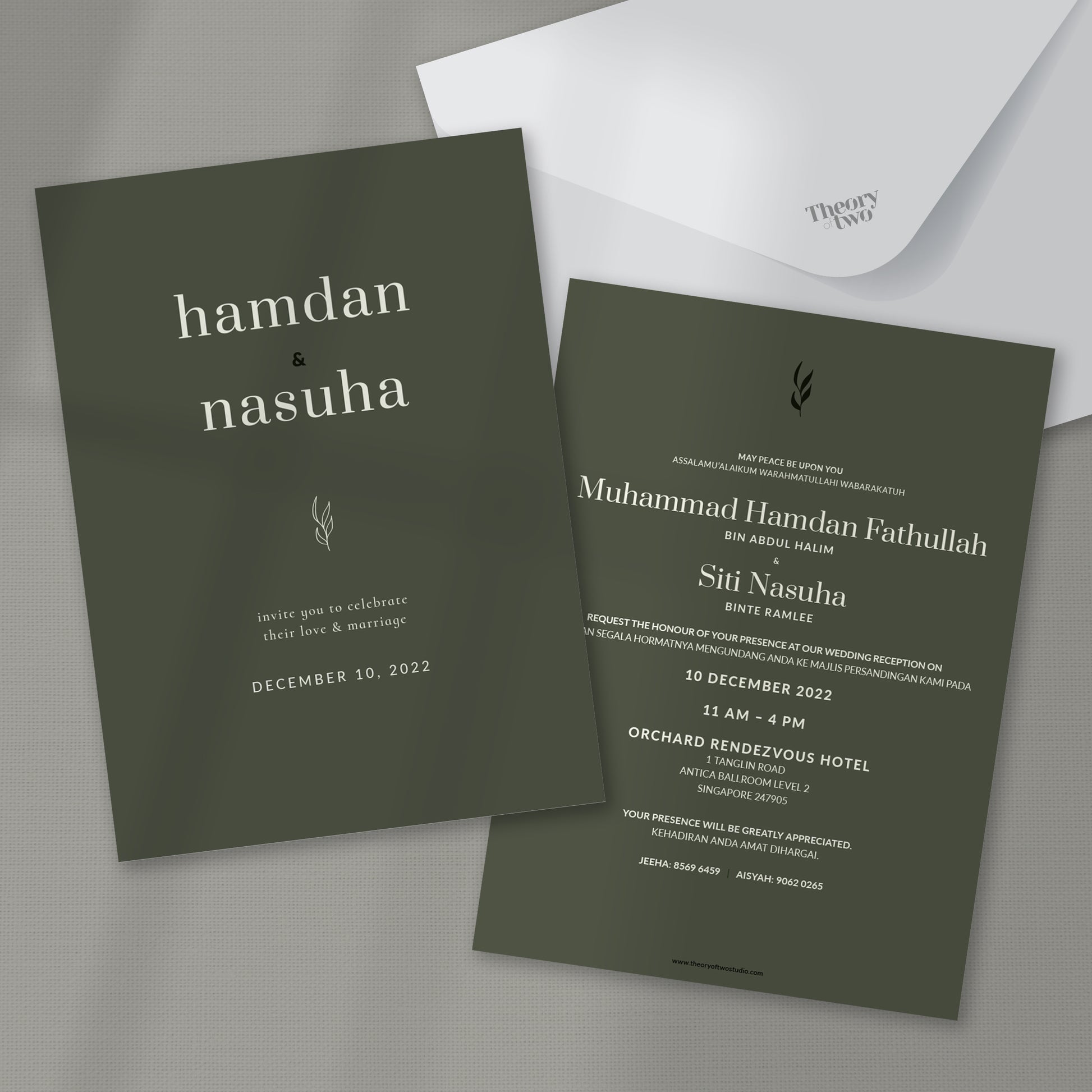 NEW!!! MINIMALIST FOREST GREEN WEDDING INVITATION