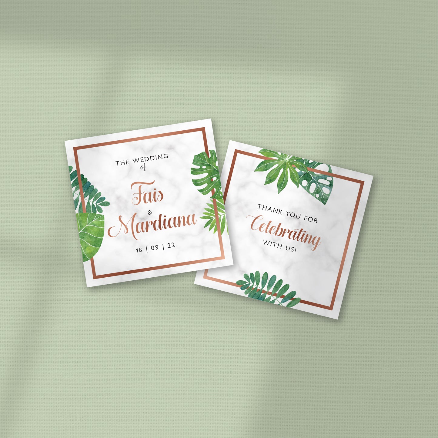 MONSTERA MARBLE WEDDING FAVOR STICKER/ TAG 