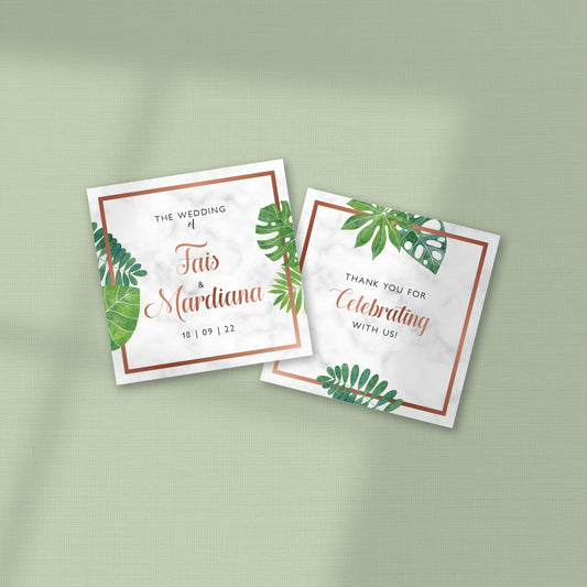 MONSTERA MARBLE WEDDING FAVOR STICKER/ TAG 
