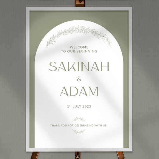 NEW!!! ELEGANT OLIVE LEAF WEDDING WELCOME BOARD