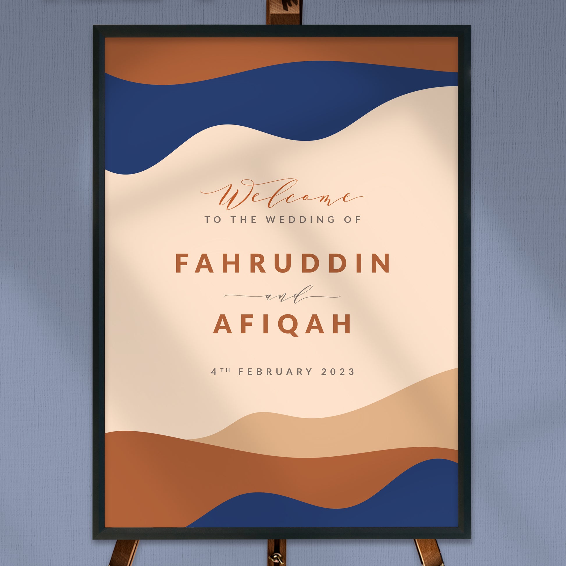 NEW!!! OMBRE BLUE & CREAM MODERN WEDDING WELCOME BOARD