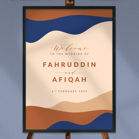 NEW!!! OMBRE BLUE & CREAM MODERN WEDDING WELCOME BOARD