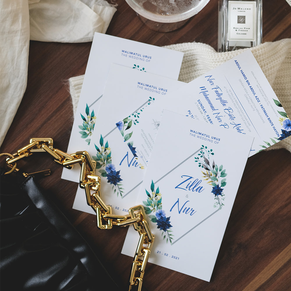 Diamond Botanical Eucalyptus Greenery Wedding Invitations | Kad Kahwin Singapore