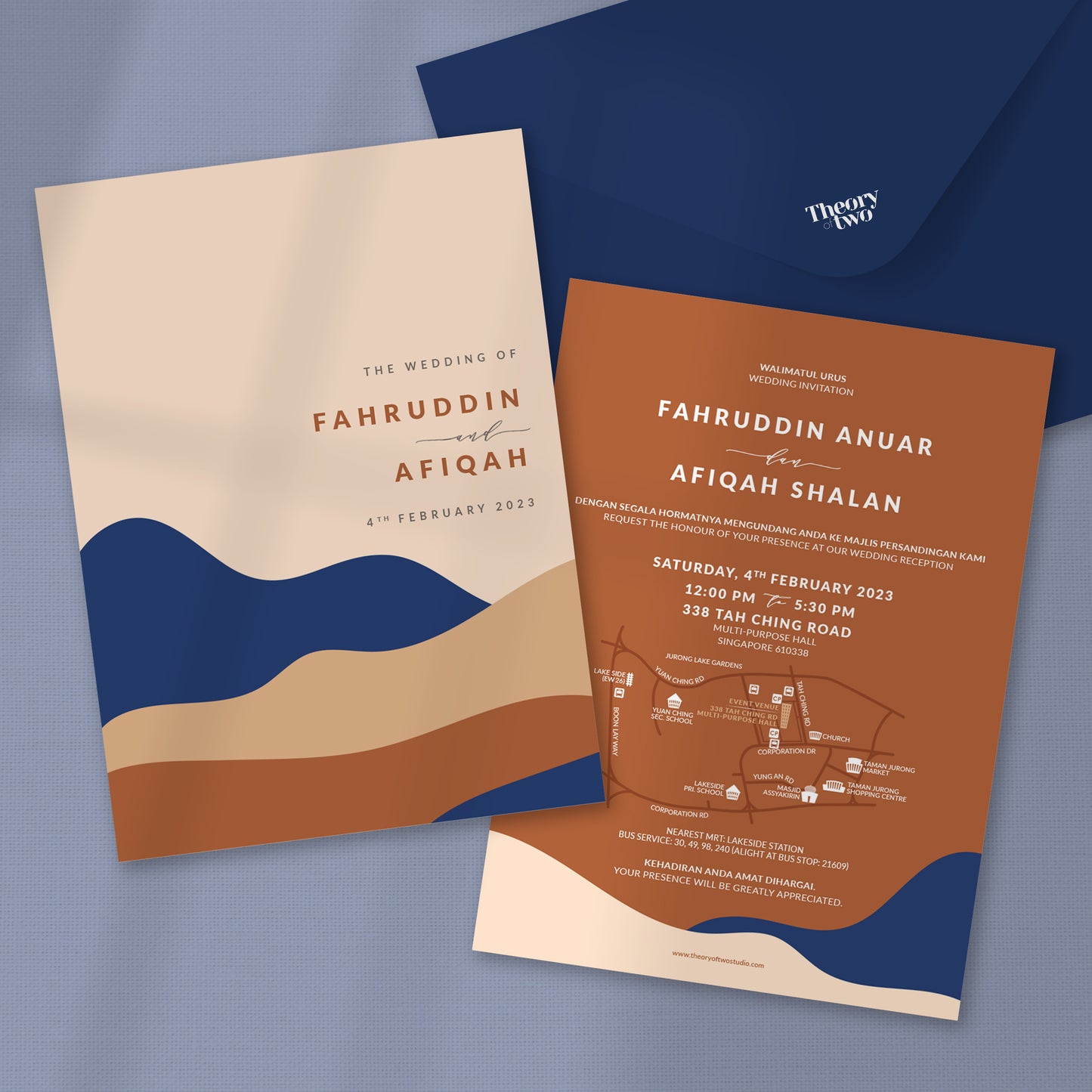 NEW!!! OMBRE BLUE & CREAM MODERN WEDDING INVITATION