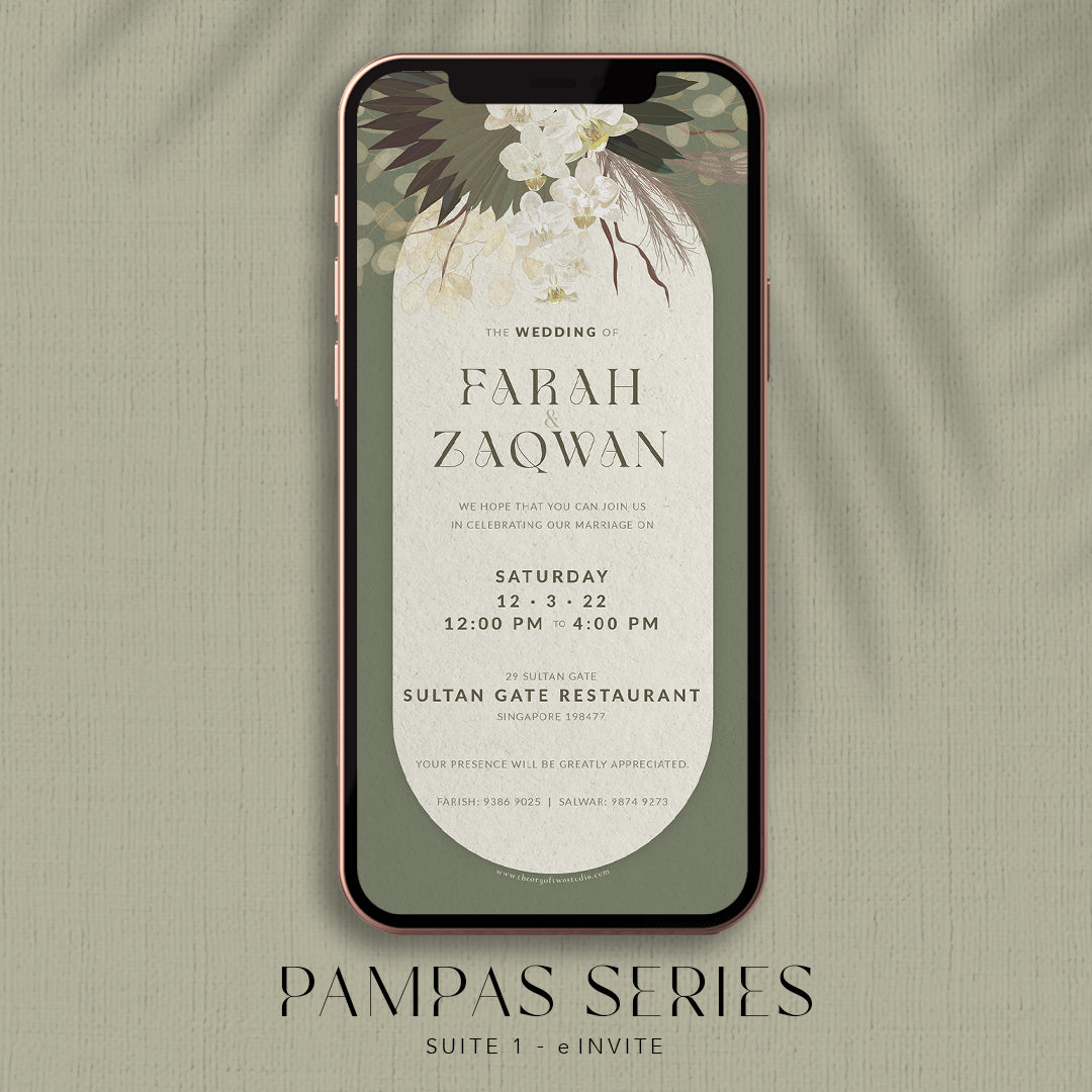 ROMANTIC PAMPAS WEDDING DIGITAL E-INVITE