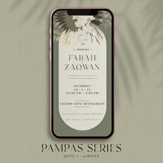 ROMANTIC PAMPAS WEDDING DIGITAL E-INVITE