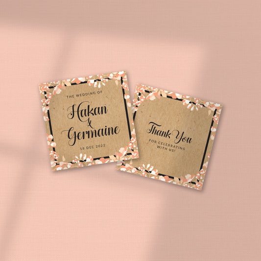 RUSTIC CHERRY BLOSSOM WEDDING FAVOR STICKER/ TAG 