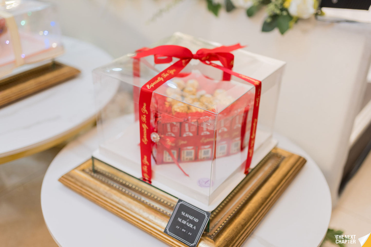 COPPER/ GOLD MIRRORED-BASE WEDDING GIFT TRAY (GUBAHAN)