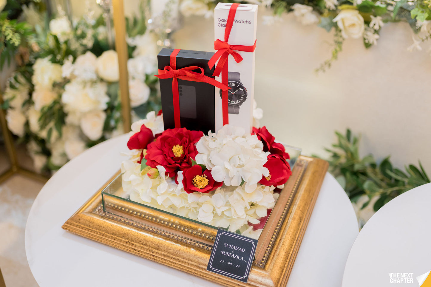 COPPER/ GOLD MIRRORED-BASE WEDDING GIFT TRAY (GUBAHAN)